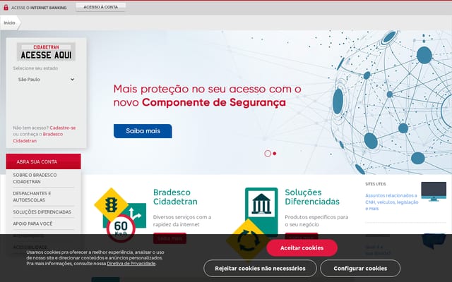 Screenshot of cidadetran.bradesco