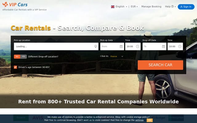Screenshot of vipcars.com