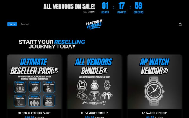 Screenshot of platinumvendors.com