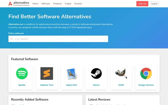 Screenshot of alternative.me