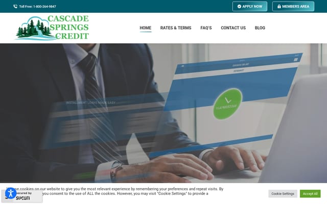 Screenshot of cascadespringscredit.com