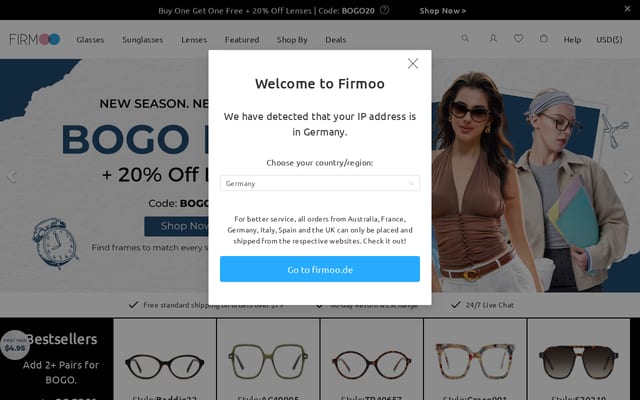 Screenshot of firmoo.com