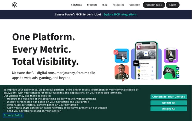 Screenshot of sensortower.com
