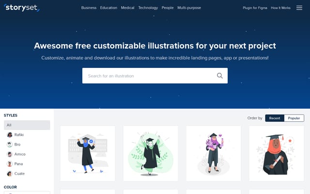 Screenshot of storyset.com