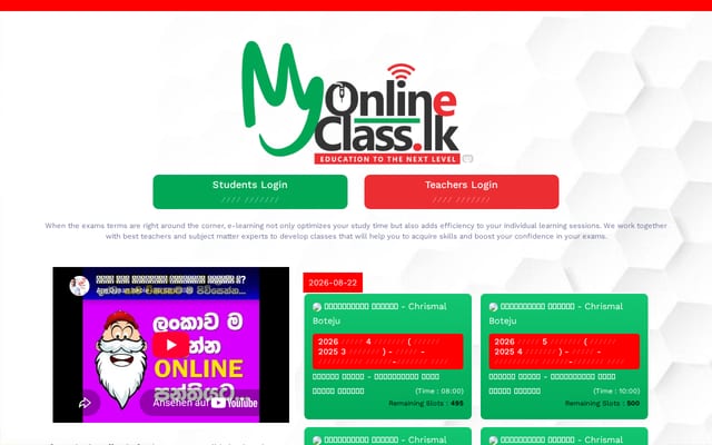 Screenshot of myonlineclass.lk