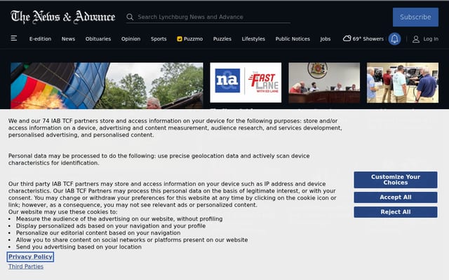 Screenshot of newsadvance.com