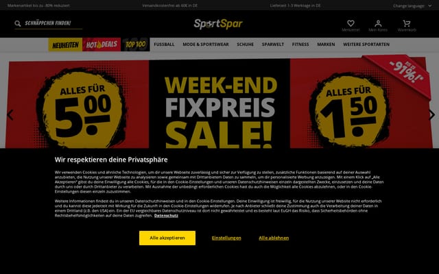 Screenshot of sportspar.de
