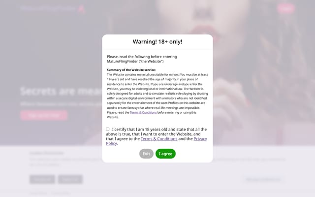 Screenshot of matureflingfinder.com