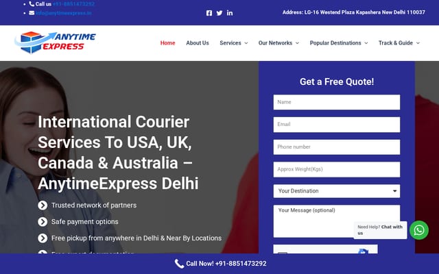 Screenshot of anytimeexpress.in