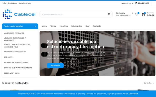 Screenshot of cablecel.com