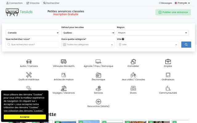 Screenshot of tesads.ca
