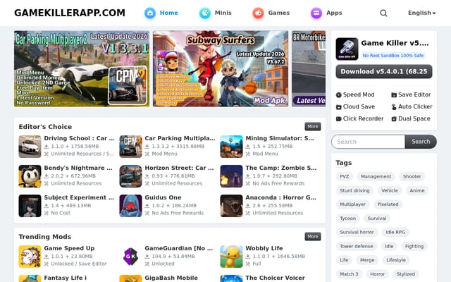 Screenshot of gamekillerapp.com