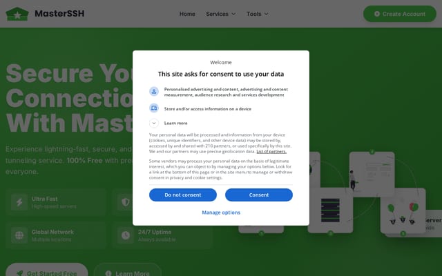 Screenshot of masterssh.com