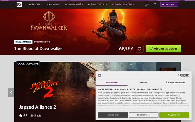 Screenshot of gog.com