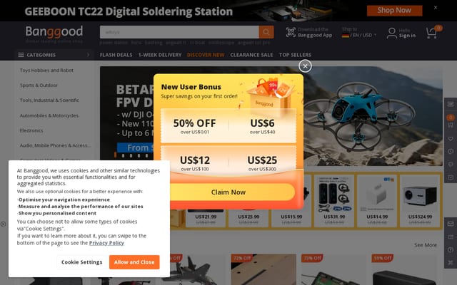 Screenshot of banggood.com