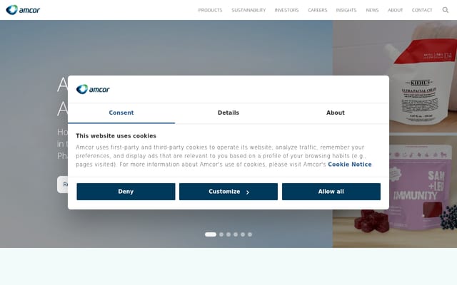 Screenshot of amcor.com