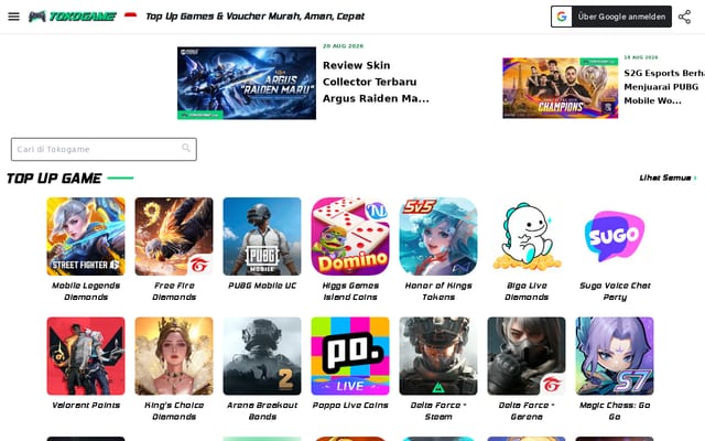 Screenshot of tokogame.com
