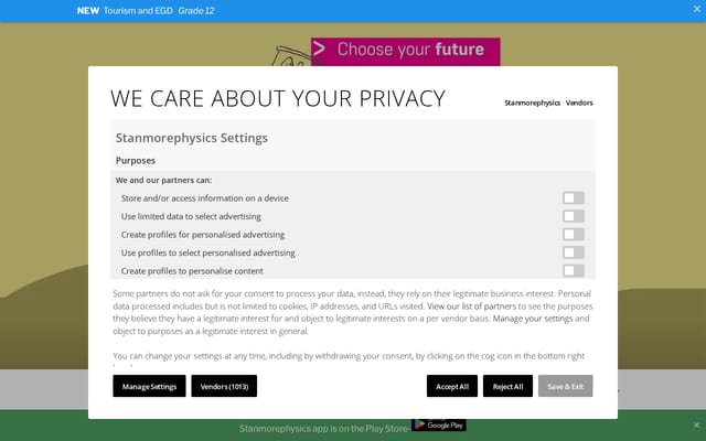 Screenshot of stanmorephysics.com