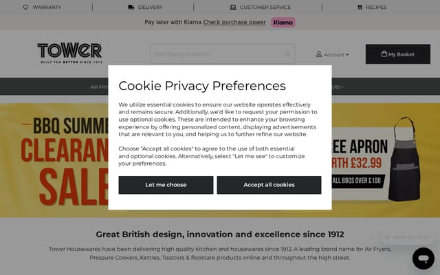 Screenshot of towerhousewares.co.uk