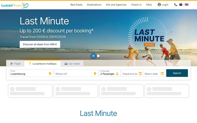 Screenshot of luxairtours.lu