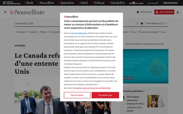 Screenshot of lenouvelliste.ca