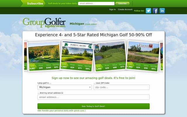 Screenshot of groupgolfer.com