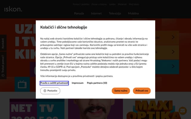 Screenshot of iskon.hr