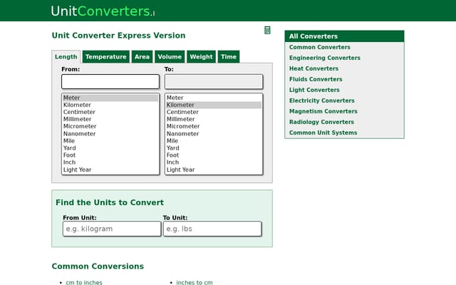Screenshot of unitconverters.net
