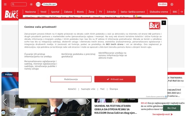 Screenshot of blic.rs
