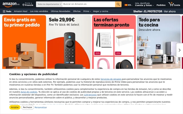 Screenshot of amazon.es