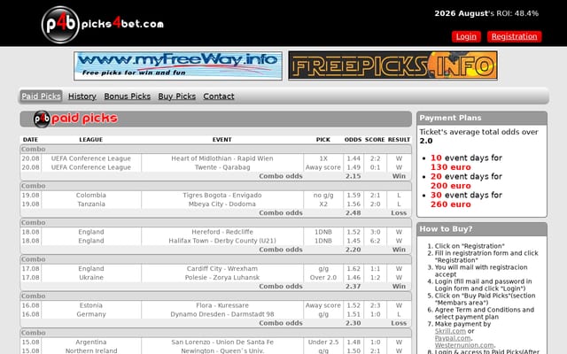 Screenshot of picks4bet.com