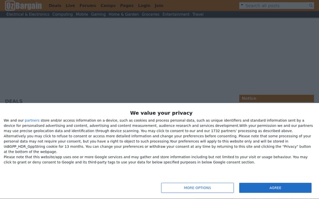 Screenshot of ozbargain.com.au