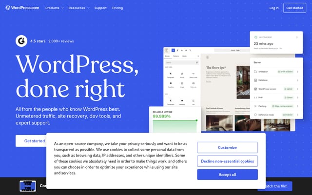 Screenshot of wordpress.com