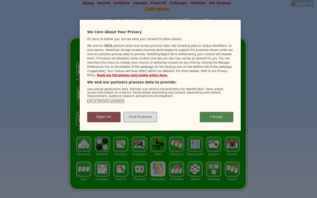 Screenshot of cardgames.io