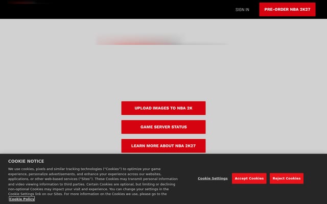 Screenshot of nba2k.com