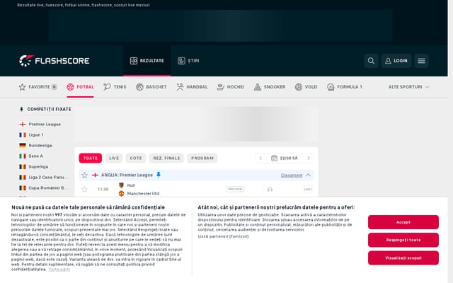 Screenshot of flashscore.ro
