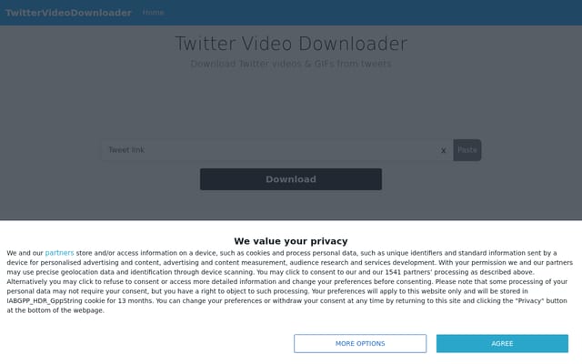 Screenshot of twittervideodownloader.com