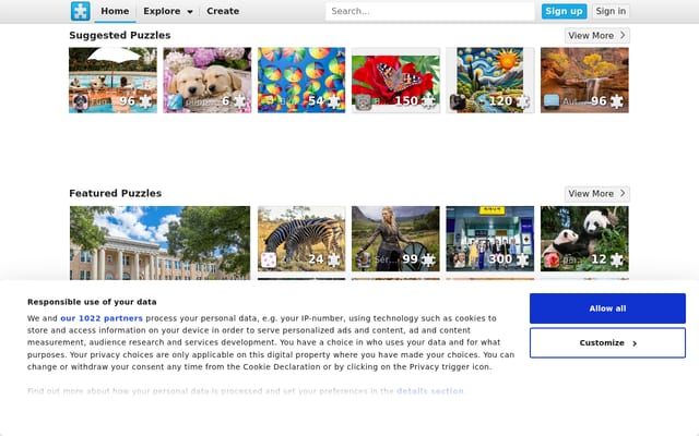 Screenshot of jigsawplanet.com