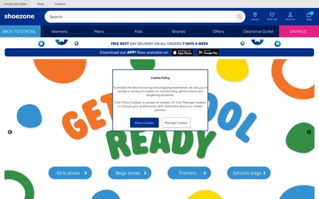 Screenshot of shoezone.com