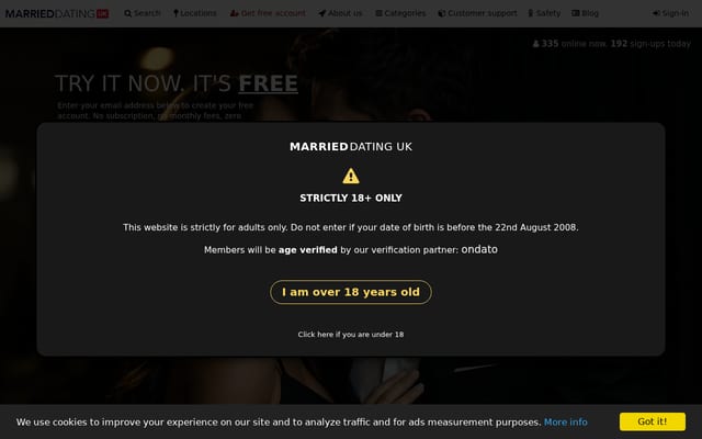 Screenshot of marrieddatinguk.com
