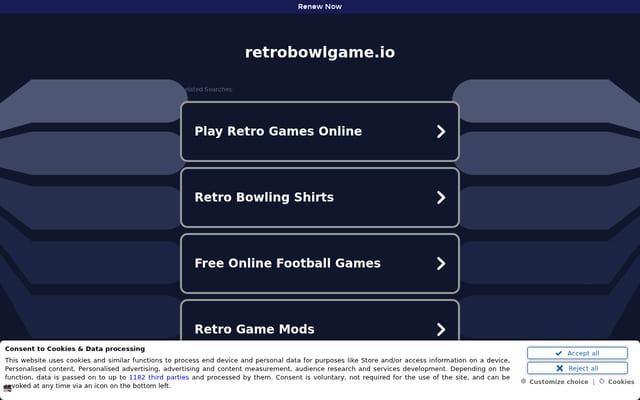 Screenshot of retrobowlgame.io