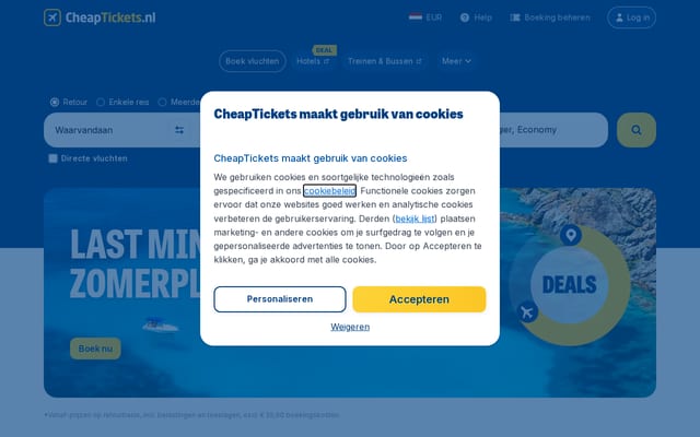Screenshot of cheaptickets.nl