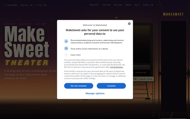 Screenshot of makesweet.com
