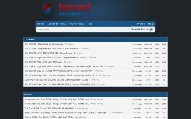 Screenshot of torrentdownload.info