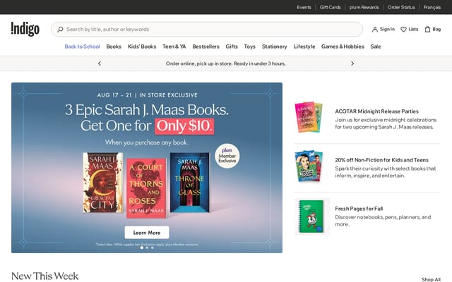 Screenshot of indigo.ca
