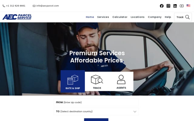Screenshot of aecparcel.com