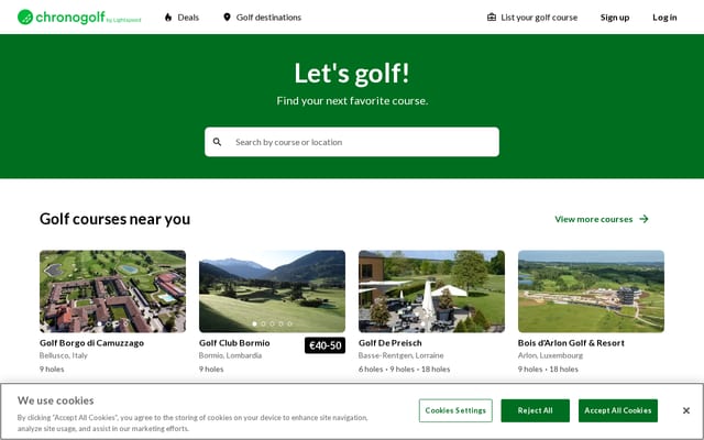 Screenshot of chronogolf.com