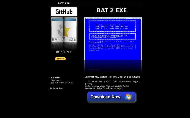Screenshot of bat2exe.net