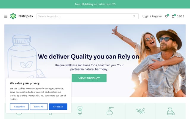 Screenshot of nutriplex.co.uk