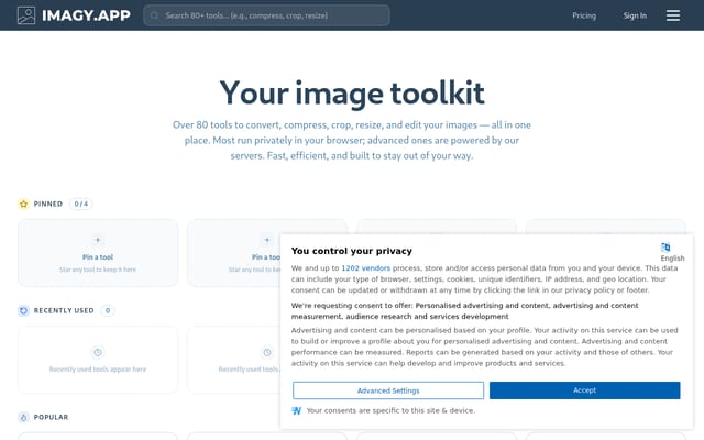 Screenshot of imagy.app